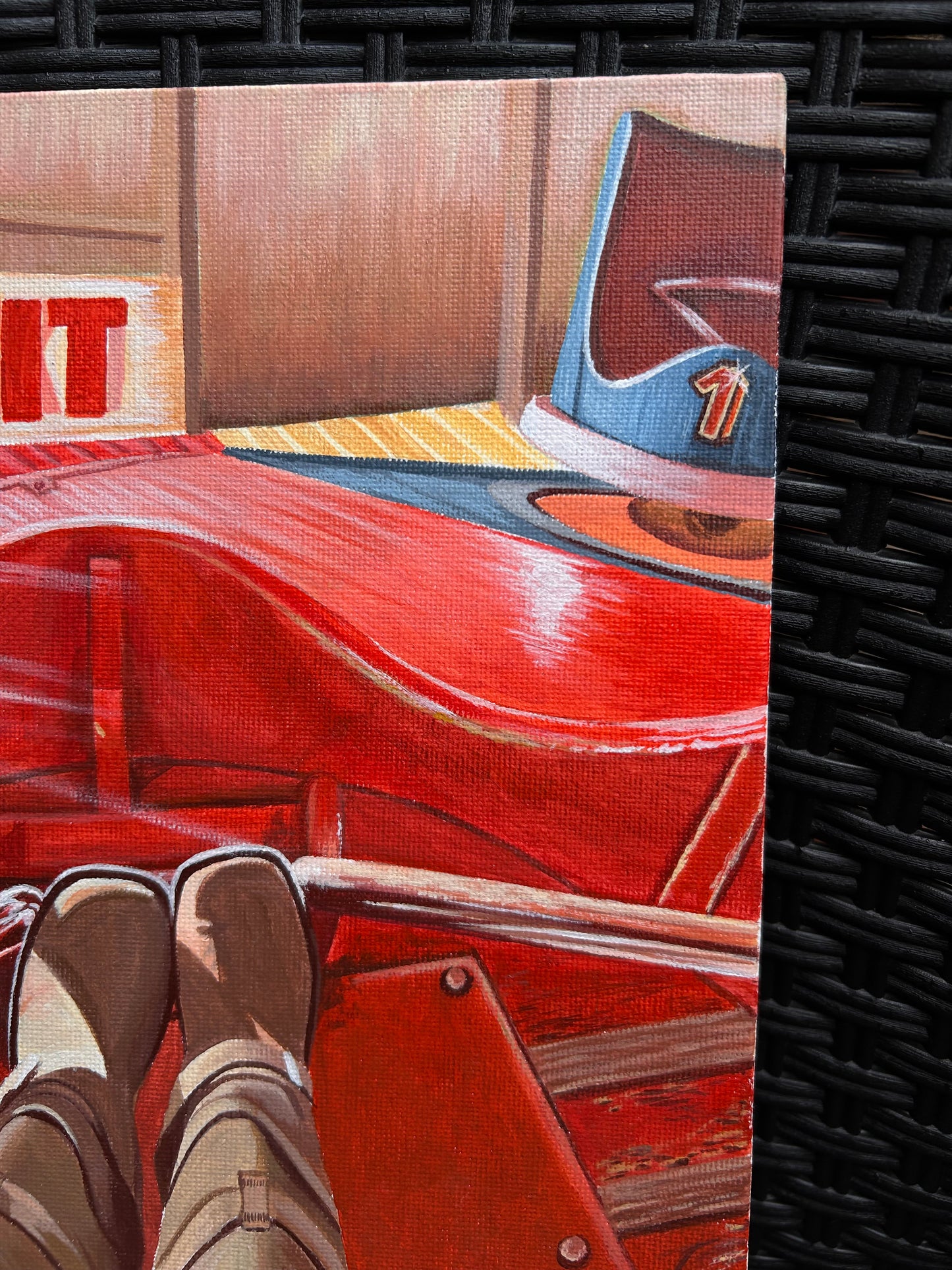 Original retro cowboy boots waltzers acrylic painting