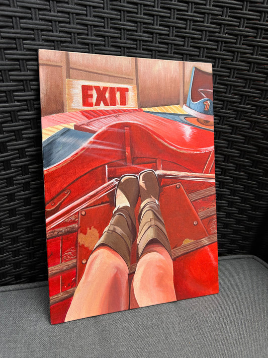 Original retro cowboy boots waltzers acrylic painting