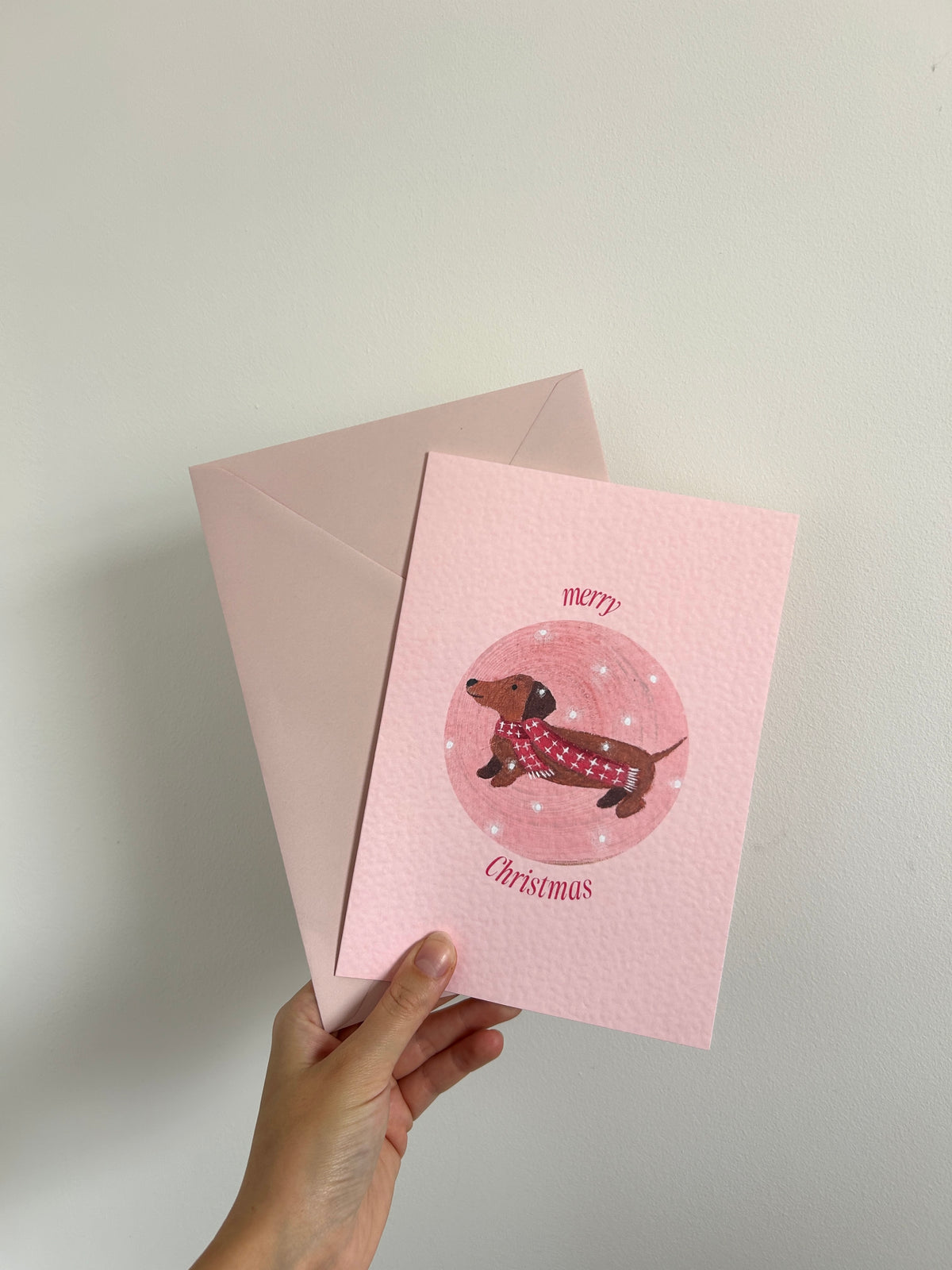 Sausage Dog Textured Christmas Card