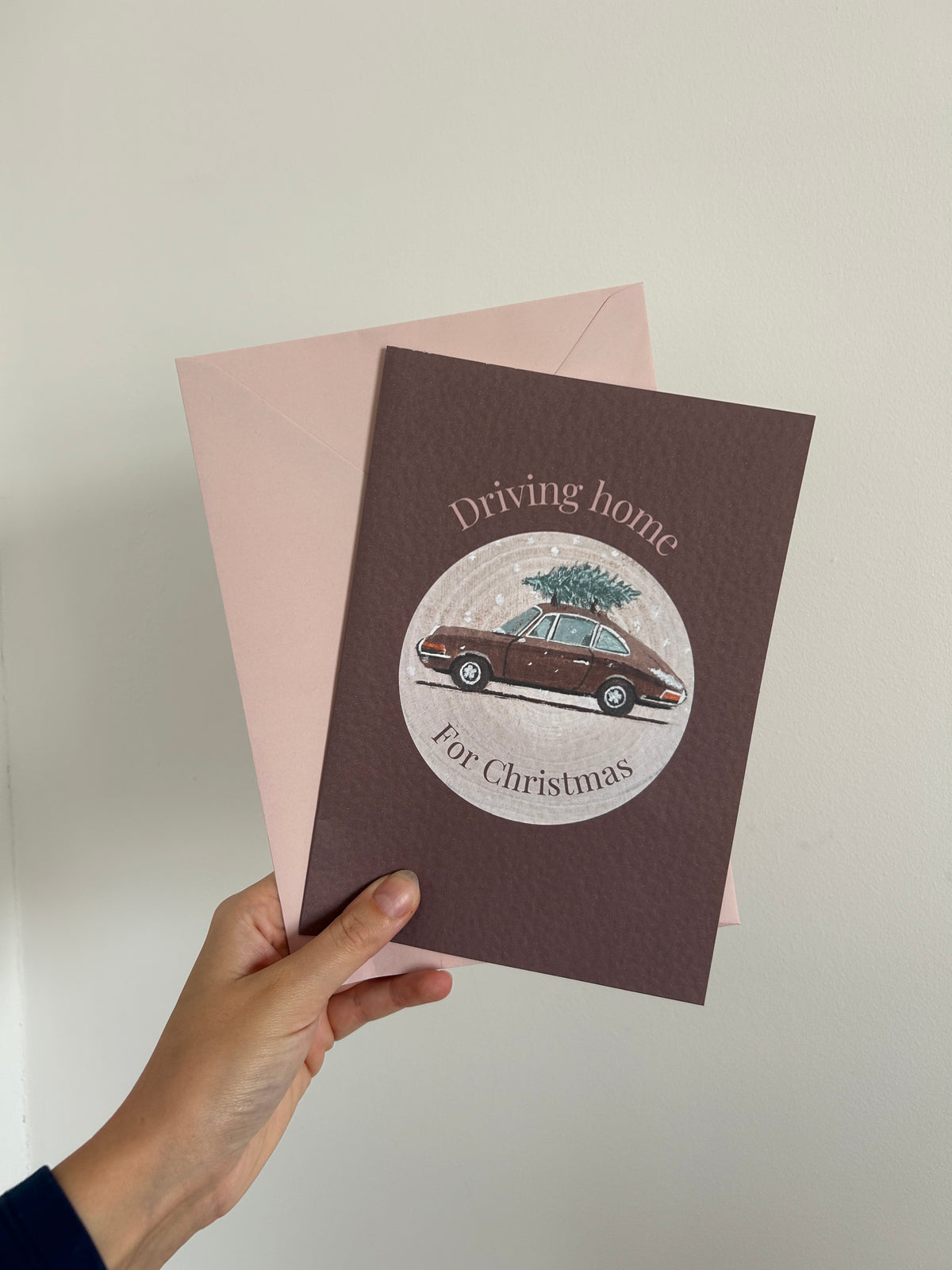 Retro Classic Car Porsche Christmas Textured Greeting Card