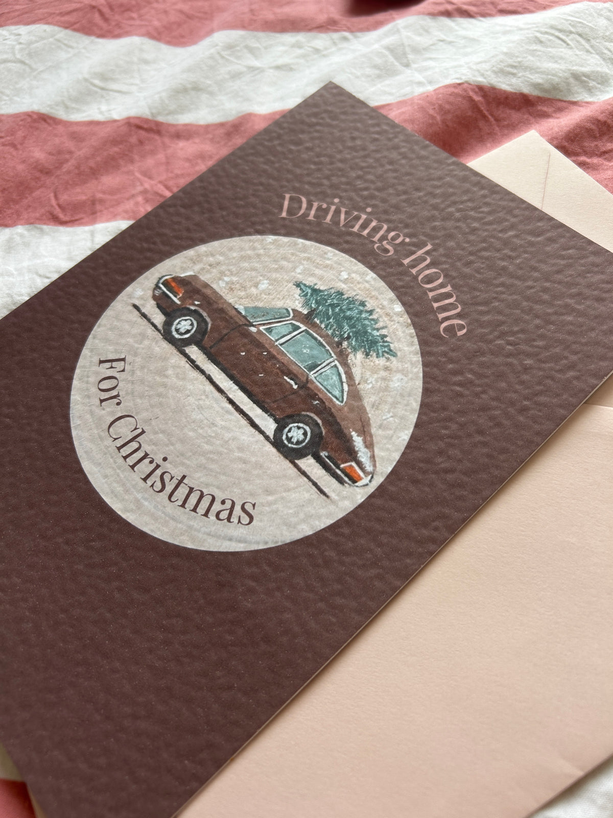Retro Classic Car Porsche Christmas Textured Greeting Card