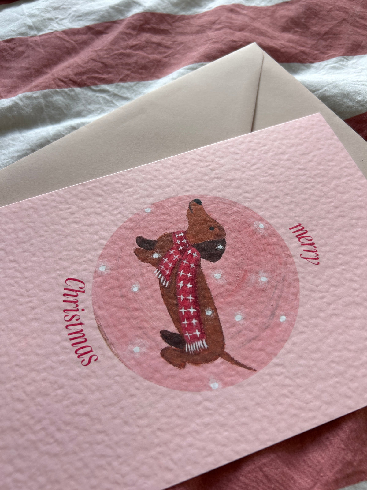 Sausage Dog Textured Christmas Card