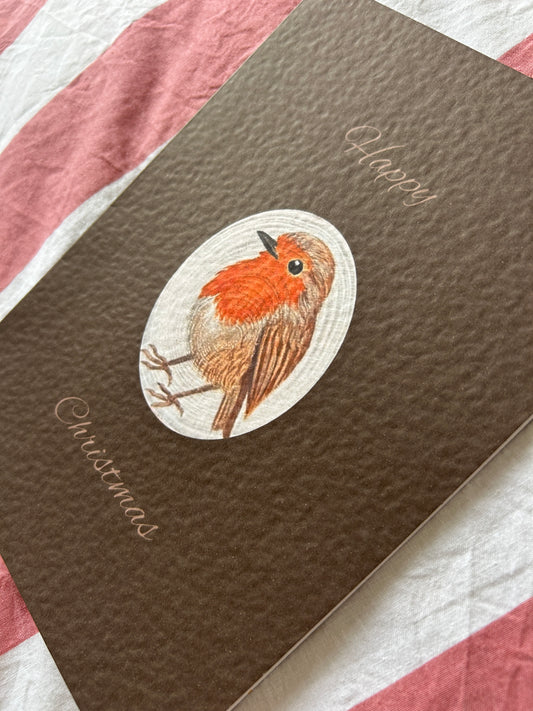 Festive Robin Textured Christmas Card