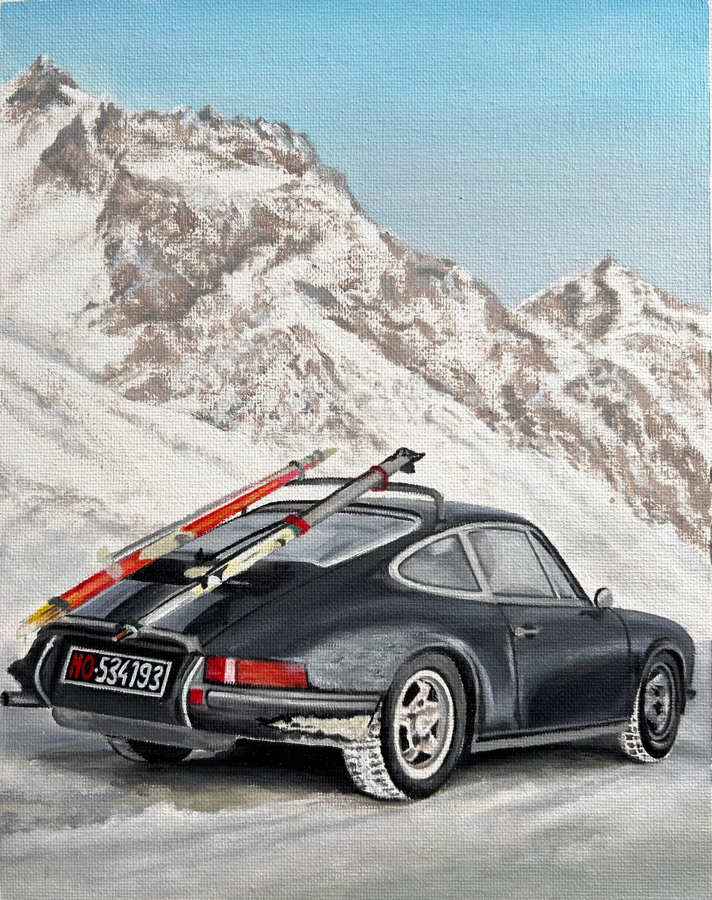 Retro Porsche Ski Print